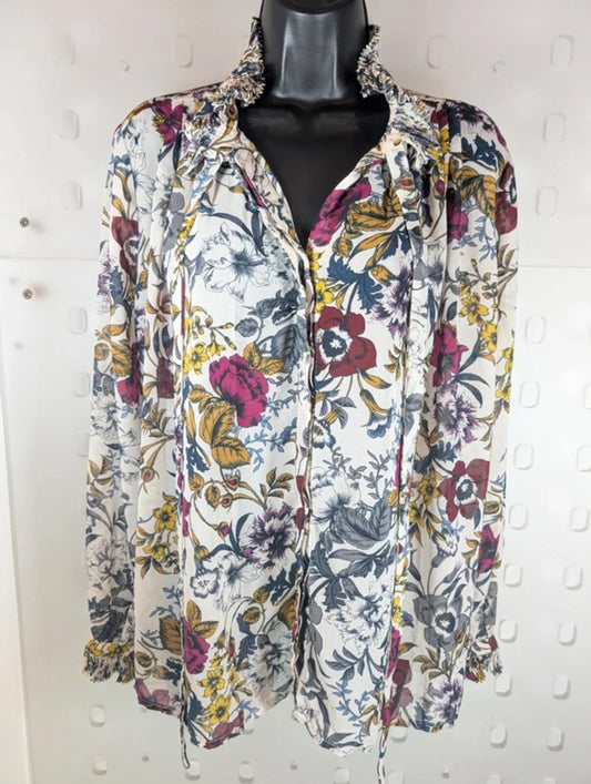 Per Una floral frill blouse UK18.