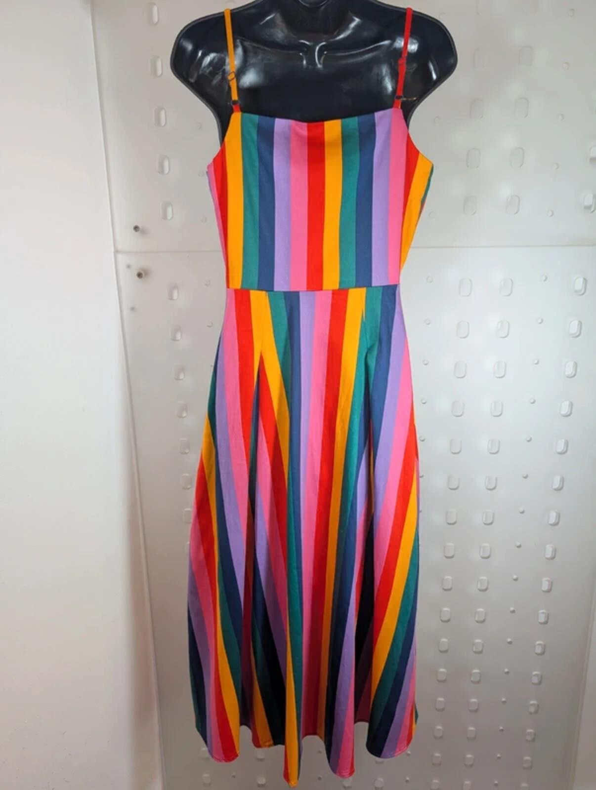 Bright & Beautiful Demmi Rainbow Wishes Stripe Dress UK10 NWT