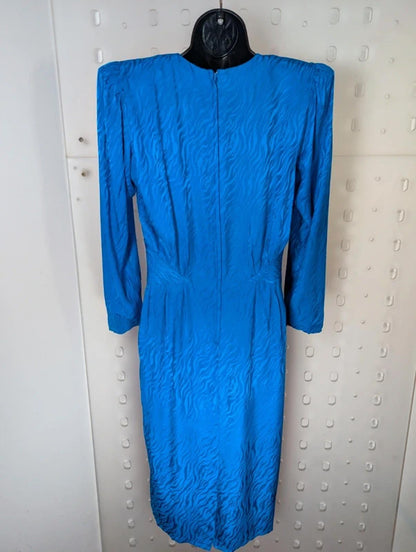Vintage 80s Pure Silk Dress – Argenti Made in Hong Kong Statement Shoulders UK10