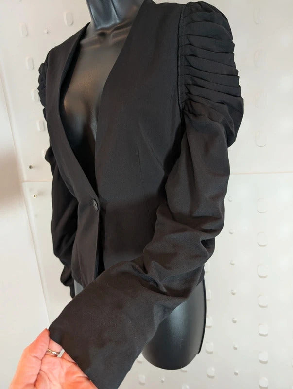 NU Denmark Julia Black Gothic Ruched Blazer Small NWT