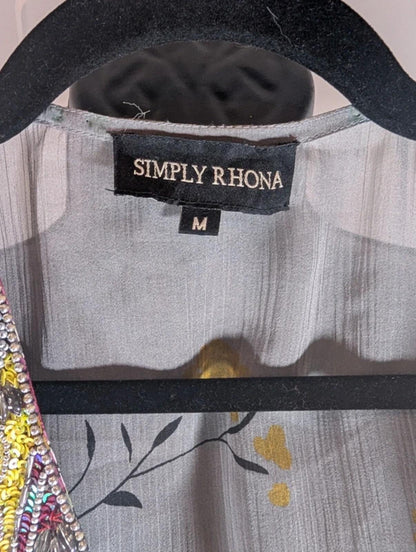 Simply Rhona Resort Wear Floral Kaftan Grey Multi Medium
