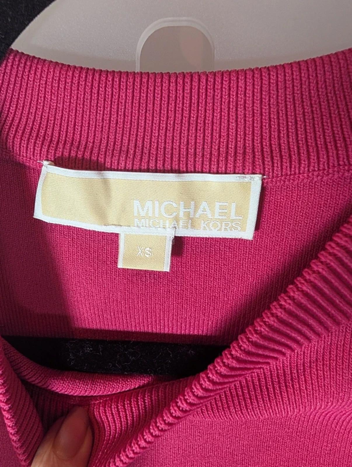 Michael Kors Pink Logo Tape Knitted Co-Ord Set XS Flared Skirt Viscose