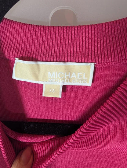 Michael Kors Pink Logo Tape Knitted Co-Ord Set XS Flared Skirt Viscose