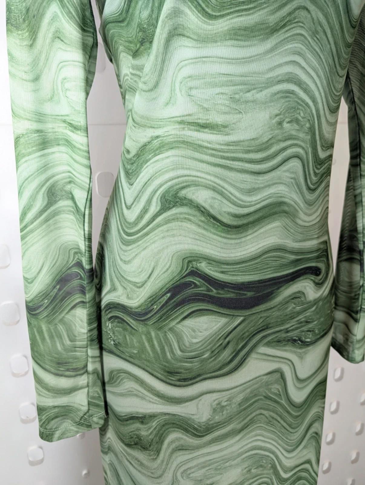 Monki green abstract mesh maxi dress size S