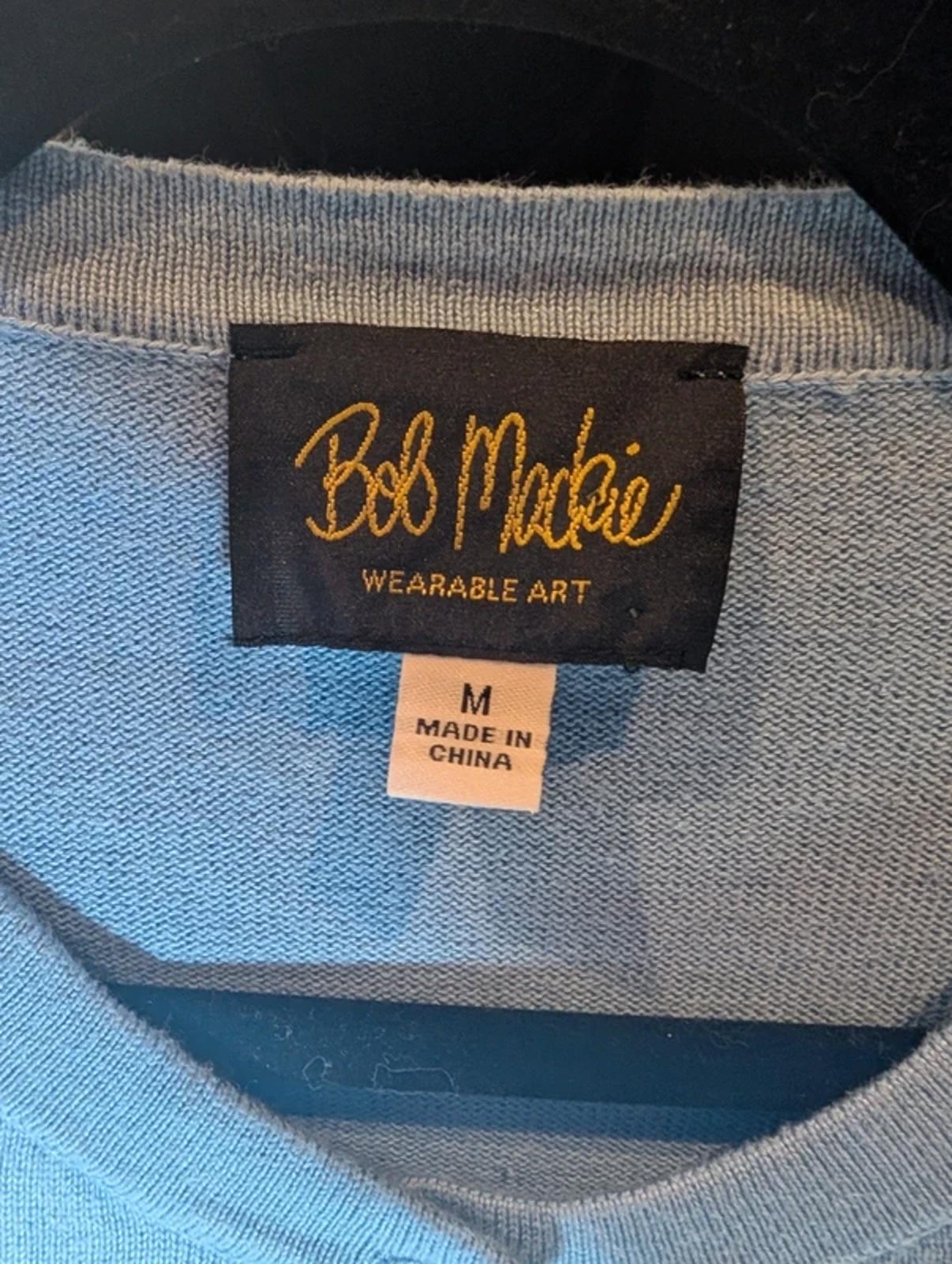 Bob Mackie Wearable Art Embellished Cardigan Size M - Floral Blue Cotton