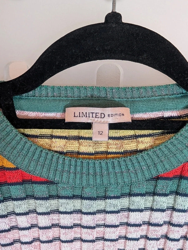 M&S Limited Edition Rainbow Metallic Ribbed Top UK12