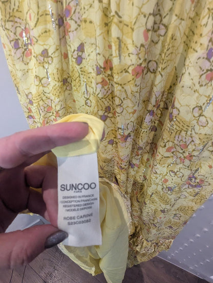 Suncoo Carine Strappy Floral Midi Dress Size L