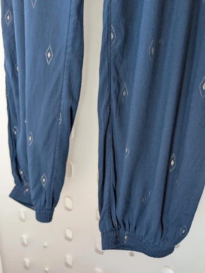 Fat Face UK12 Navy Printed Viscose Trousers