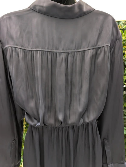 Mango Satin Utility Jumpsuit Charcoal Grey Small