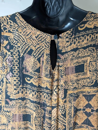 Instinct Vintage 90s Block Print Maxi Dress | Viscose | S