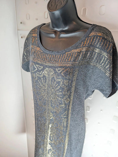 Monsoon Metallic Knit Jumper Dress | Size Small