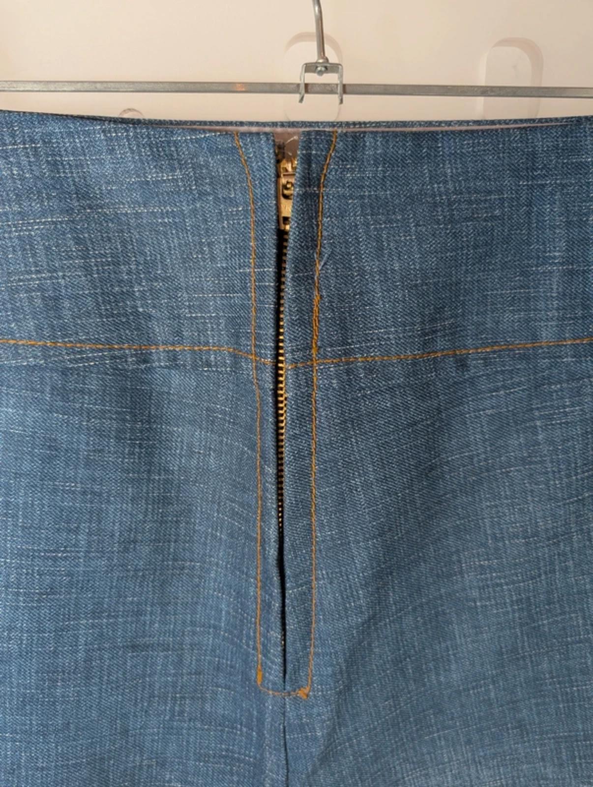 Vintage Clyde Sheriffe Denim Mini Skirt Low Rise Split Front Made in England