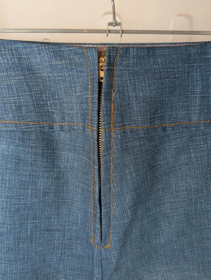 Vintage Clyde Sheriffe Denim Mini Skirt Low Rise Split Front Made in England