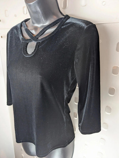 Vintage 90s Velvet Top – Jonden by Linda Leal – Black – UK 8 (est.)