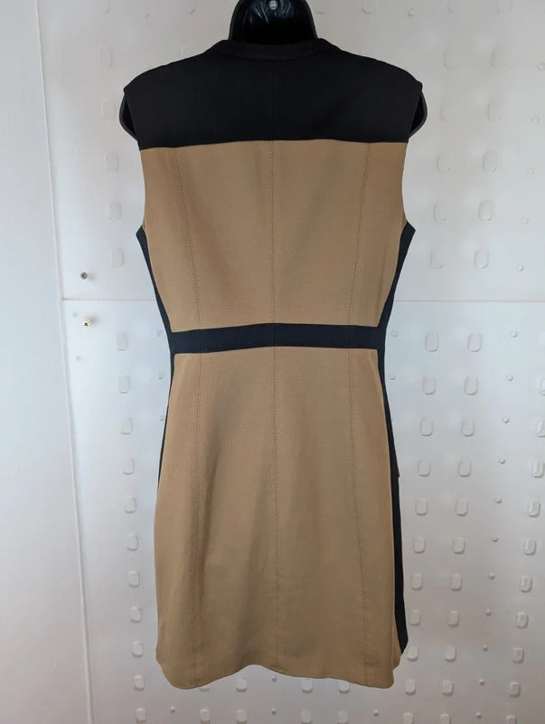 Adolfo Dominguez Camel & Black Zip Front Utility Dress EU42 UK14