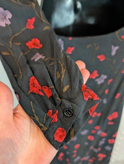 Reformed Charcoal Floral Cut Out Maxi Dress Small