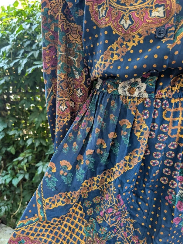Vintage Leslie Fay Dresses Scarf Print Dress Petite UK18