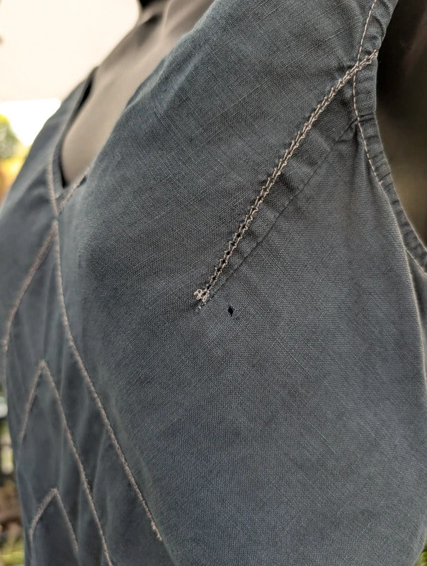 Vintage Linen Blend Longline Vest Top Navy UK12