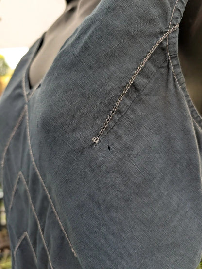 Vintage Linen Blend Longline Vest Top Navy UK12