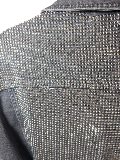 Topshop Heavily Studded Rhinestone Denim Jacket UK12 Cropped
