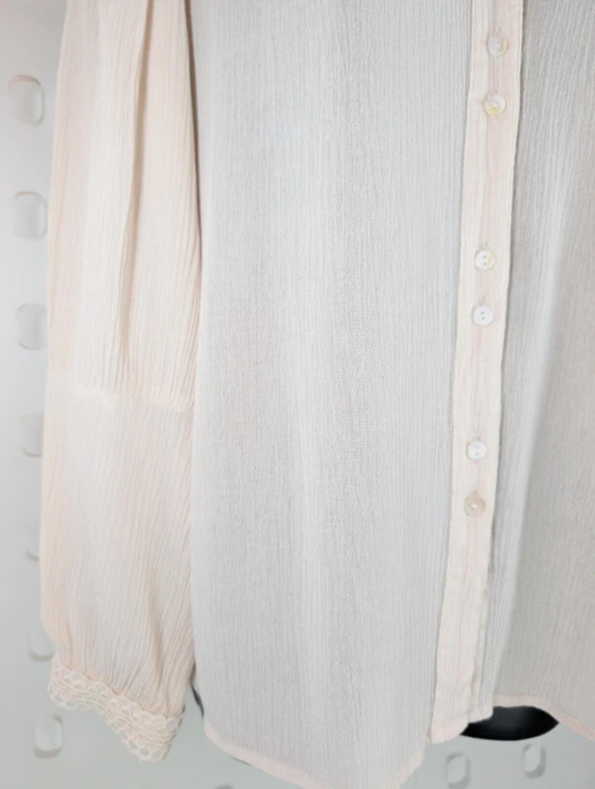 Cream Malina Blouse Statement Crochet Collar Boutique Size 40