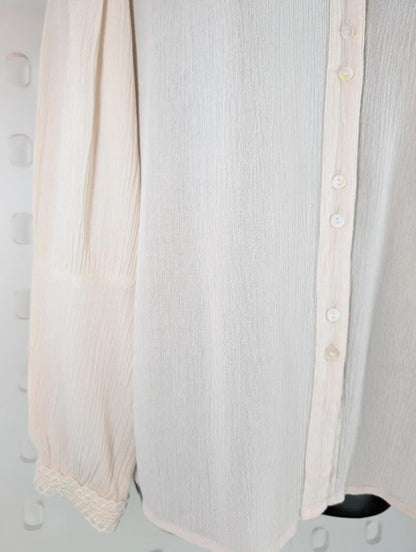 Cream Malina Blouse Statement Crochet Collar Boutique Size 40