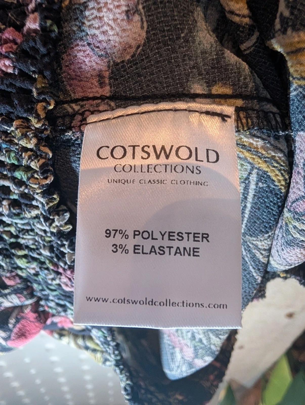 Cotswold Collection Dark Floral Blouse Shirred Hem UK 14