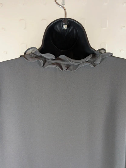 Mint Velvet Dark Grey Longline Ruffle Blouse Medium