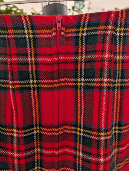 Vintage St Michael Pure New Wool Tartan Pencil Skirt UK14