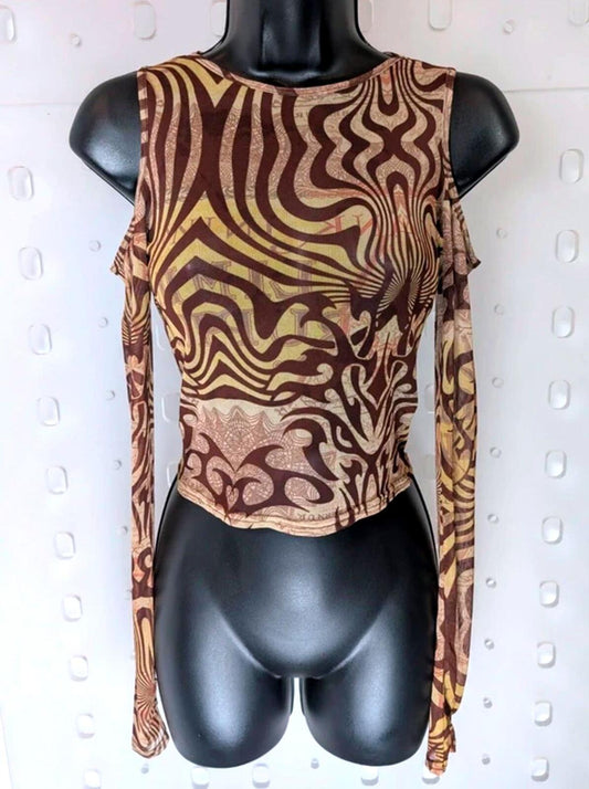 Urban Outfitters Mesh Cold Shoulder Top BNWT XS