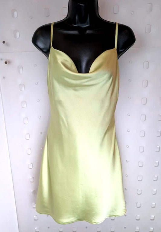 Hollister Satin Bias Cut Slip Dress - Lime Green - S Regular