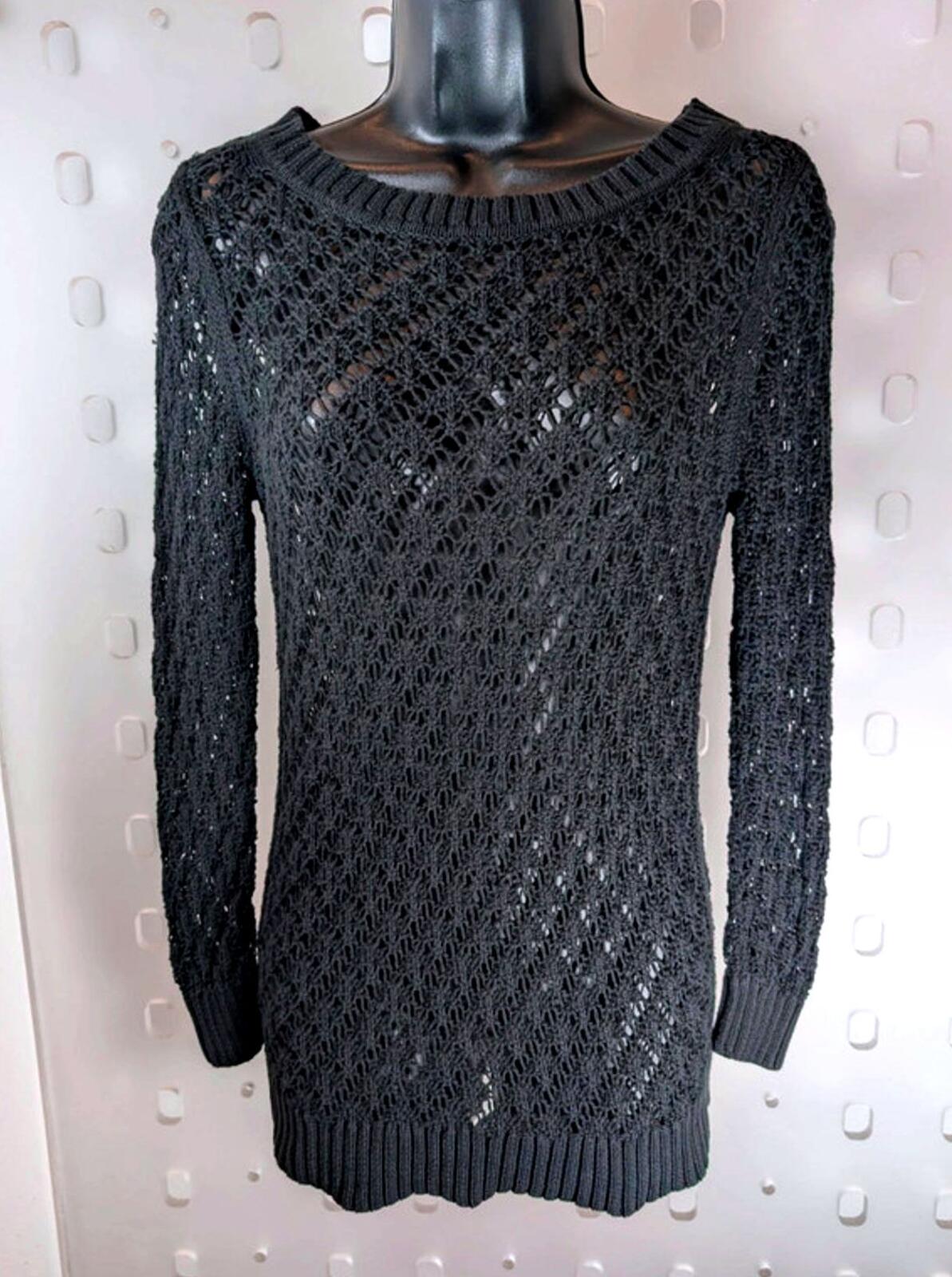 Laura Ashley Black Crochet Knit Top | UK 8 | Button Back | Whimsigoth