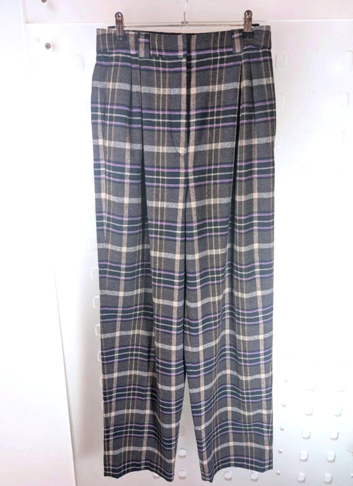 Massimo Dutti wool-blend plaid trousers XS