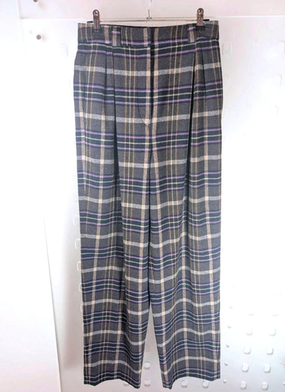 Massimo Dutti wool-blend plaid trousers XS