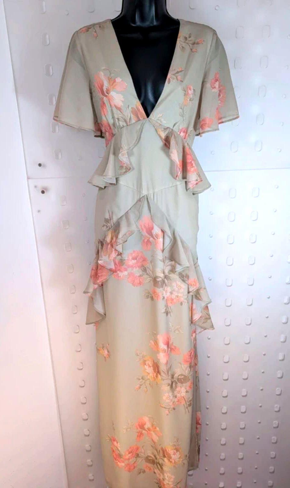 Hope & Ivy Tall Floral Maxi Dress Mint Green Size 12 Long 62"