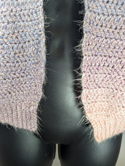 Hand Knitted Pastel Wool Cardigan – Tie Front – Size S