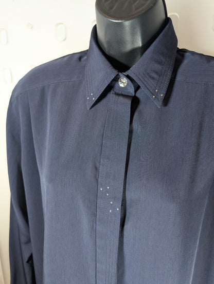 Vintage Sommermann navy diamanté evening shirt – UK 12