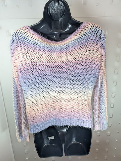 Hand Knitted Pastel Wool Cardigan – Tie Front – Size S