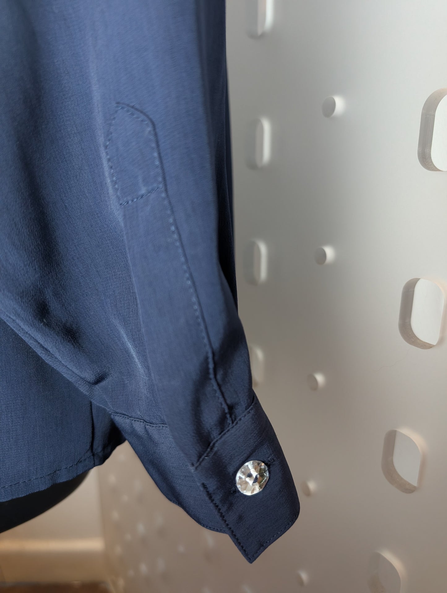 Vintage Sommermann navy diamanté evening shirt – UK 12