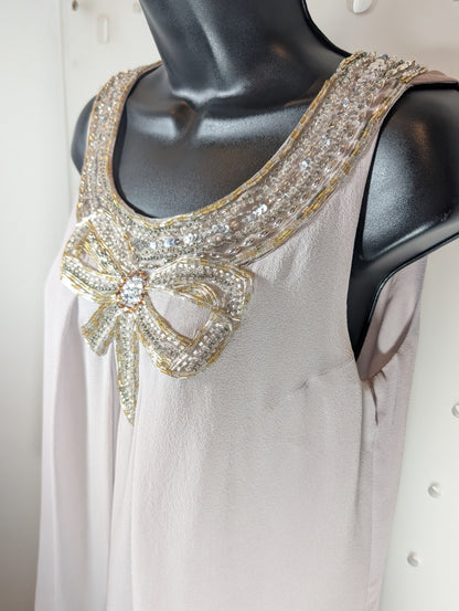 Vintage Laura Ashley silk beaded bow top – UK 12